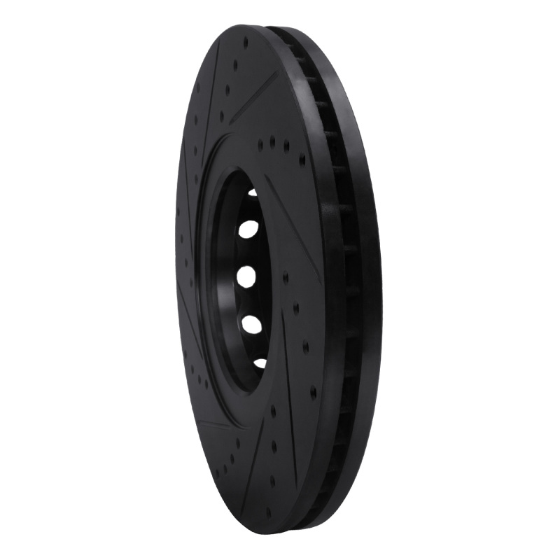 Audi A8 Brake Rotor (1) - Front Right - R1 Concepts - Drilled & Slotted - Black - `00-`03